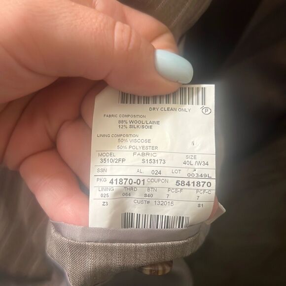 ✨Ermenegildo Zegna/SAKS FIFTH AVENUE Pinstriped Wool/Silk SZ 40L Suit✨ - Picture 14 of 14